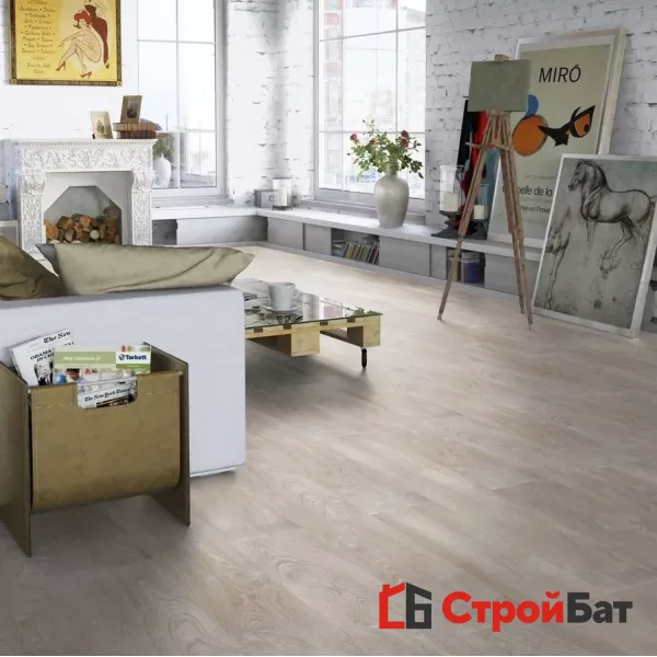 Ламинат Tarkett Woodstock Family Oak Lorien Beige на сайте официального дилера в интерьере